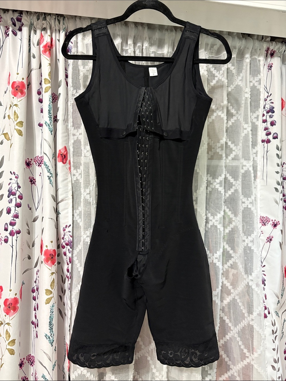 Black Full-Body Sculpting Shapewear Bodysuit with Front Hook Closure